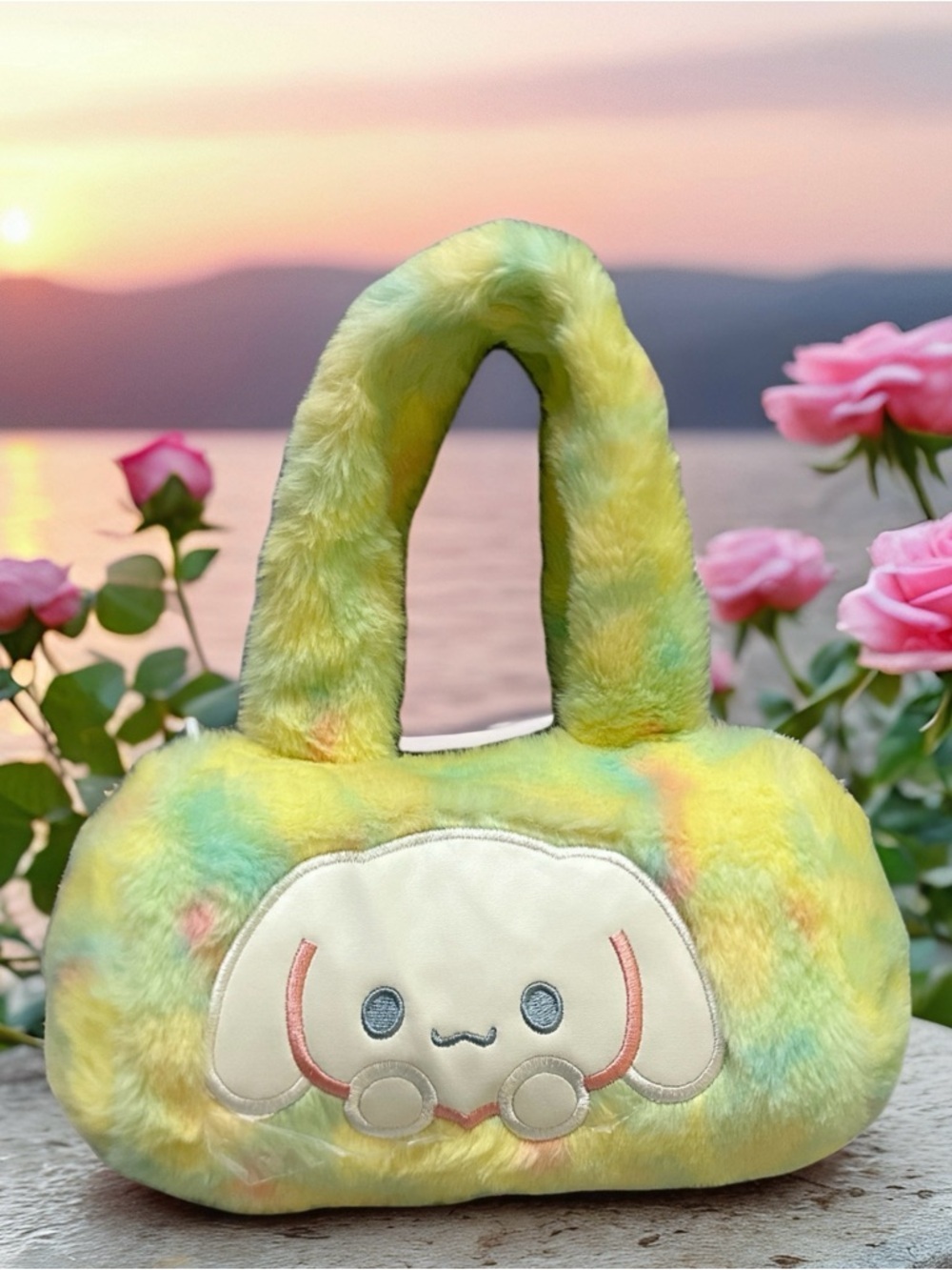 Sanrio Cinnamoroll Plush Handbag in Yellow Green Tie-Dye